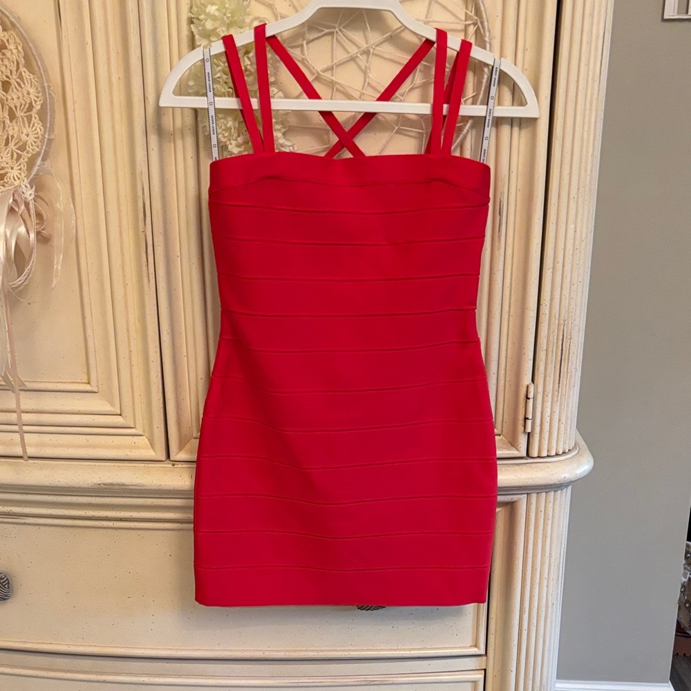 Herve Leger Vibrant Red Mini Dress